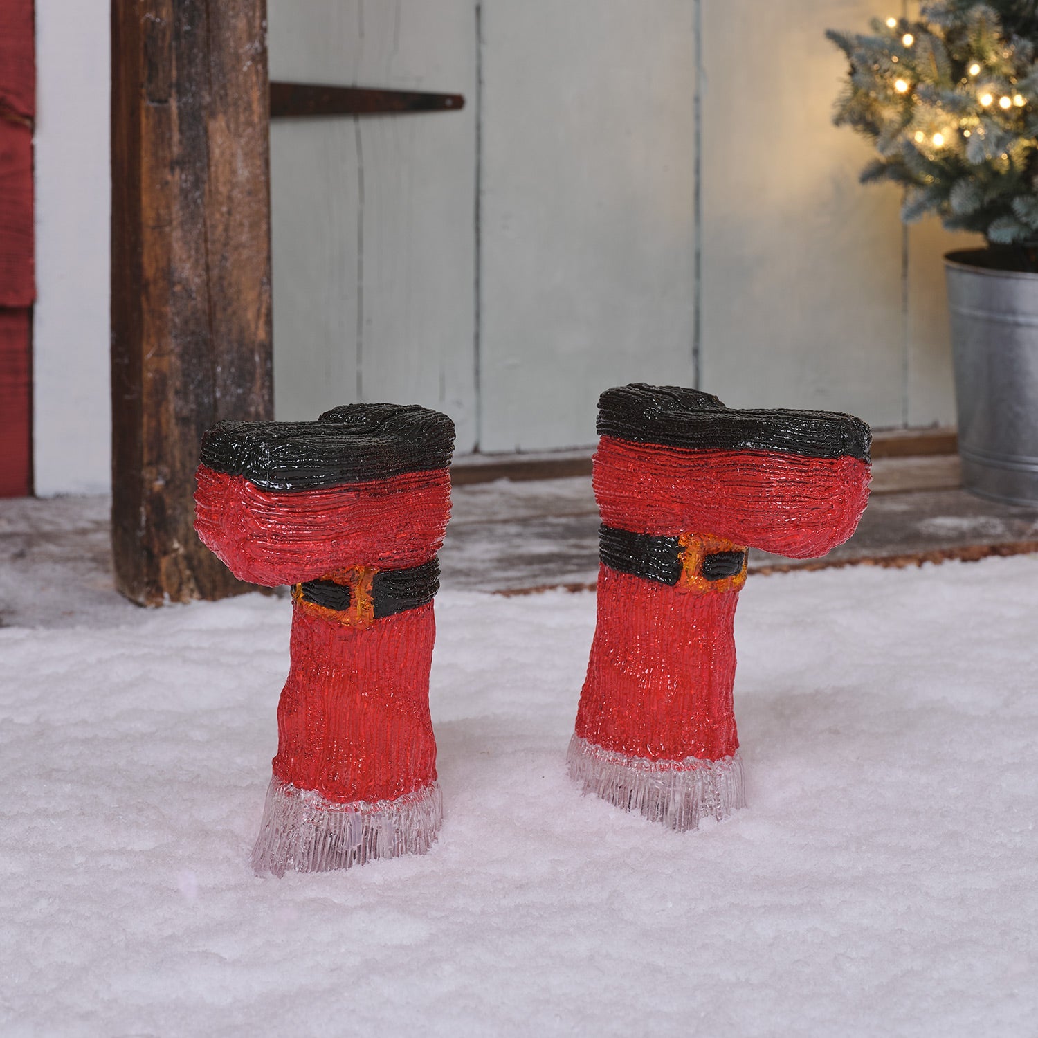 Set of 2 Santa’s Boots Acrylic Stake Lights